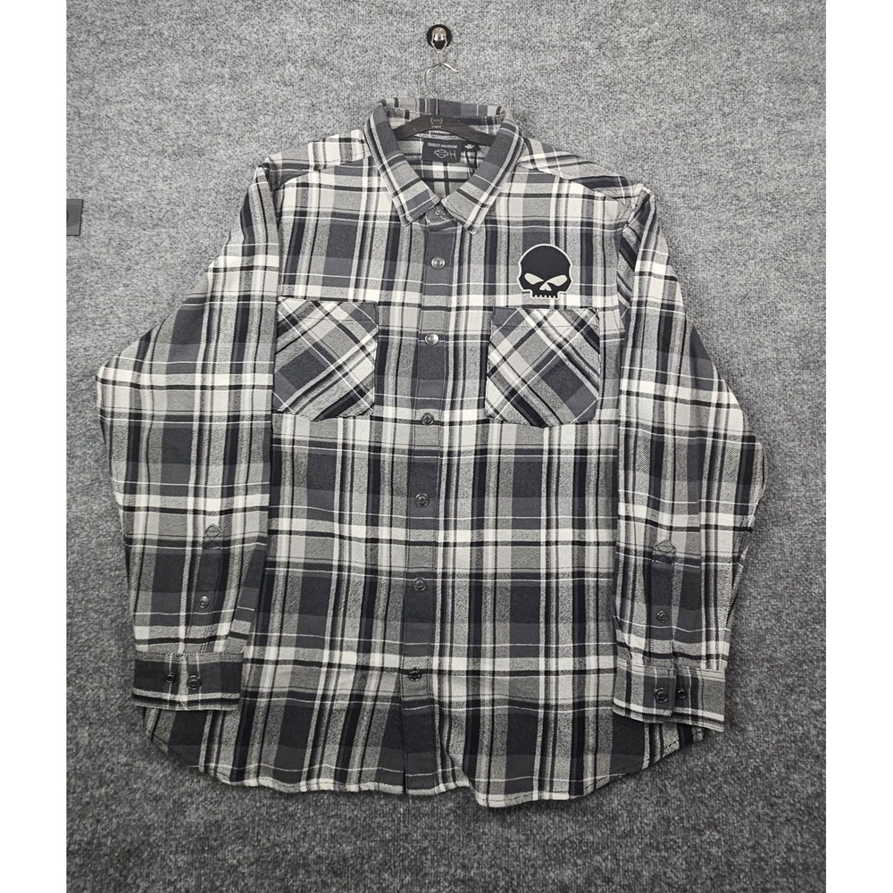 Harley Davidson Willie G Skull Plaid Long Sleeve Shirt Size 2XL